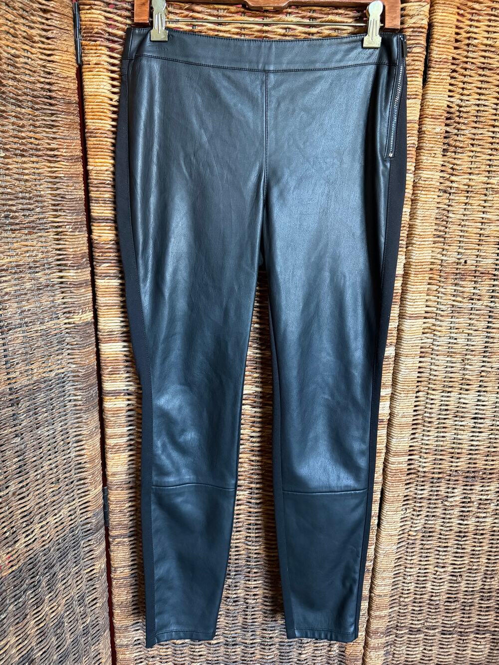 White House Black Market Faux Leather Pants Black Slim Ankle Size 6